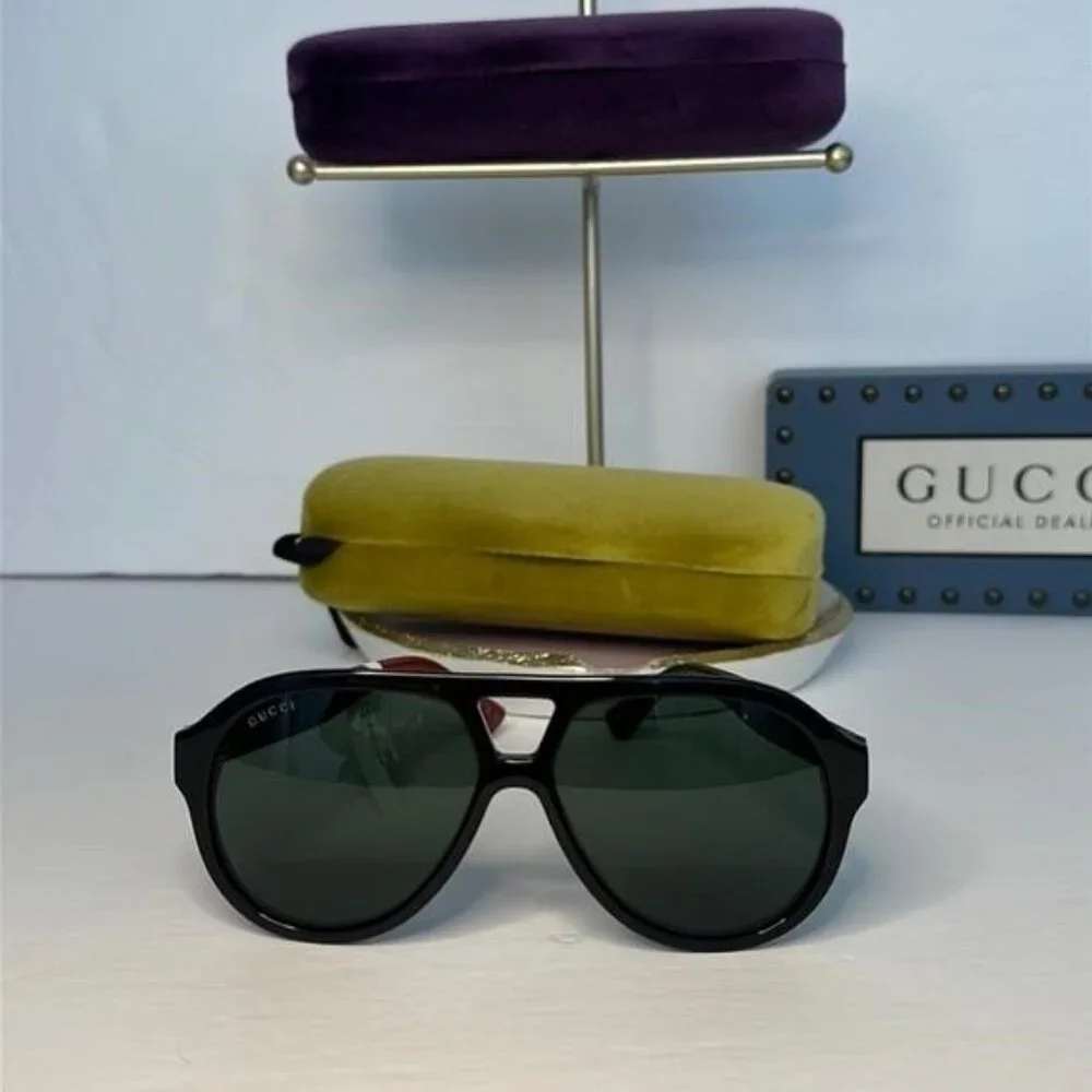 New - Gucci New GG0159SN 003 Black & Multi Color Aviator Sunglasses